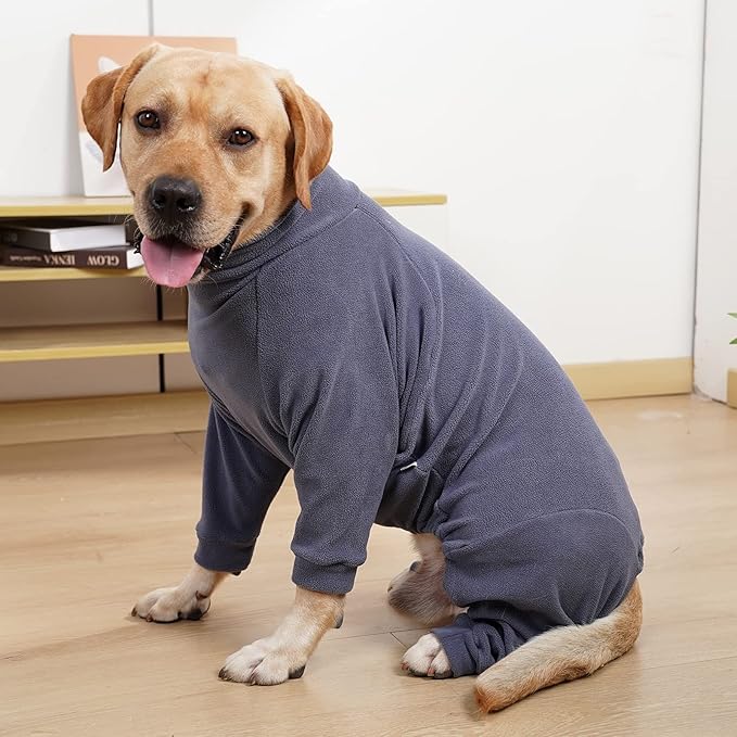 Dog Winter Coat,Warm Jacket,Puppy Polar Fleece High Collar Full Body Snowsuit,Comfort Windproof Dog Sweater(Grey,Middle)