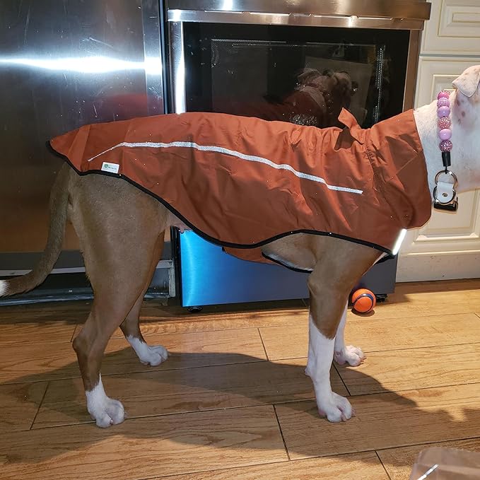 Mile High Life Dog Raincoat, Adjustable Waterproof Reflective Rain Jacket for Small Medium Large Dogs, Lightweight Breathable Pet Rain Coat with Leash Hole(Brown,XXS Chest 16-19")