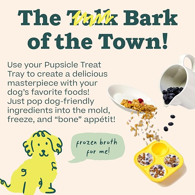 WOOF Pupsicle Treat Tray Mold, Small 10-25 lbs, Silicone Molds for Dog Treats, Dishwasher Safe, Reusable Treat Tray, Freeze Refill Treats For The Pupsicle Toy