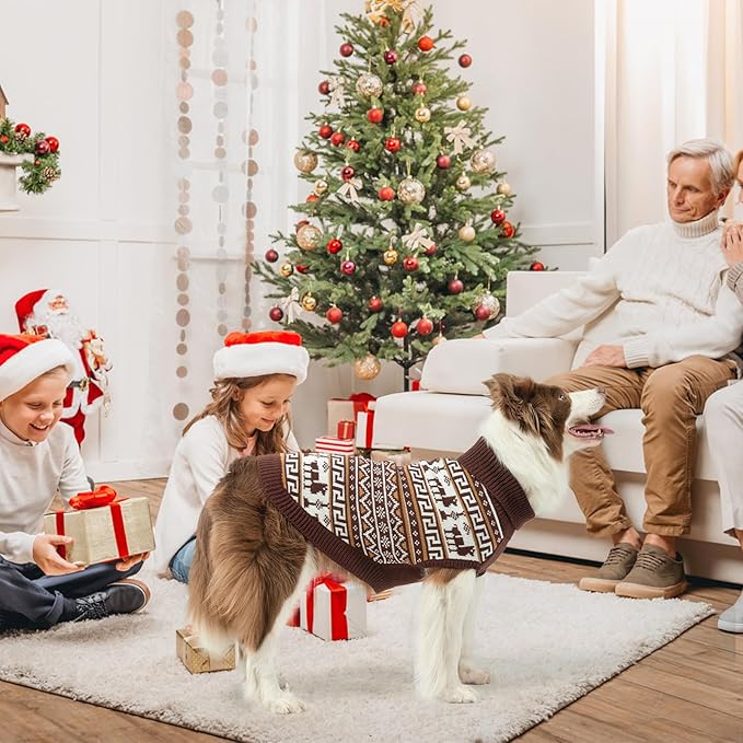 SCENEREAL Turtleneck Dog Sweater for Small Medium Large Dogs Girls Boys, Knit Pet Pullover Puppy Clothes Cold Weather Coats, Holiday Outfits Sweatshirt for Christmas, Khaki ML