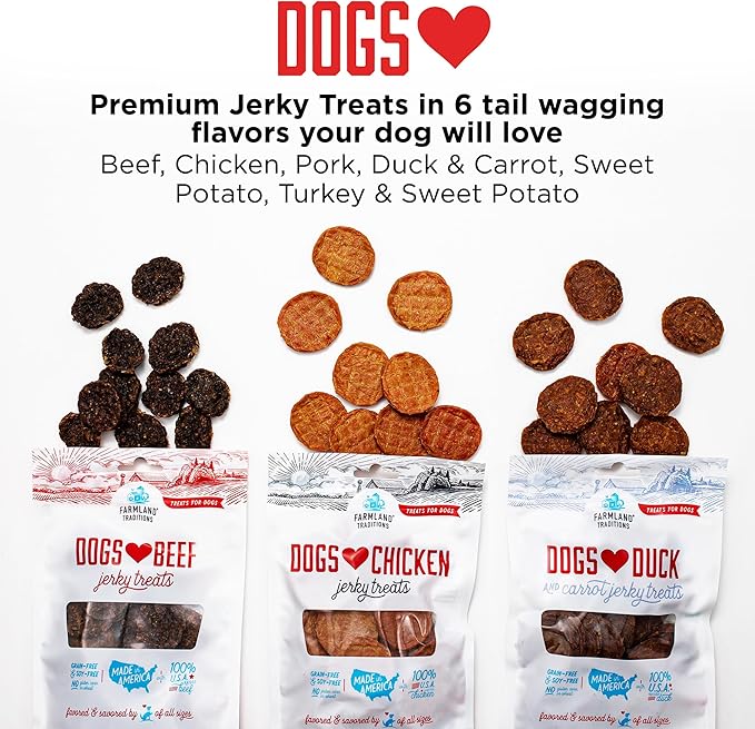 Farmland Traditions Dogs Love Chicken Jerky Dog Treats, Premium Two-Ingredient Dog Jerky with USA-Raised Chicken, 3-Pound Bag