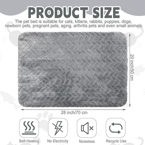 4 Pack Self Heating Cat Pad Self Warming Cat Bed Non Slip Warm Dog Pad Mat Washable Pet Kennel Crate Bed Mat for Indoor Outdoor Pets (Gray,20 x 28 Inch)