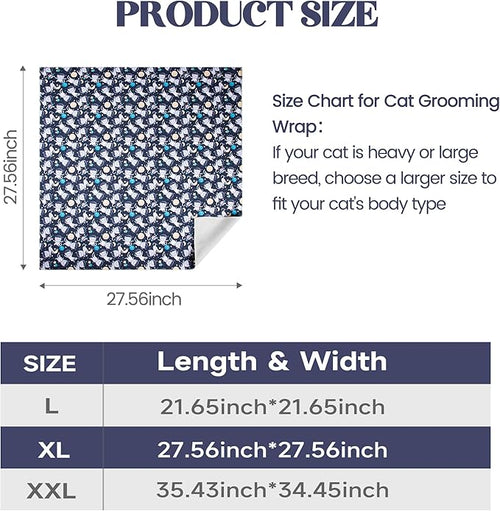 27.6'' Cat Wrap for Cutting Nails, Cat Restraint for Nail Clipping, Cat Swaddle Wrap, Cat Burrito Wrap Can Be Applied to Cat Nail Trimming, X-Large, Within 15lbs
