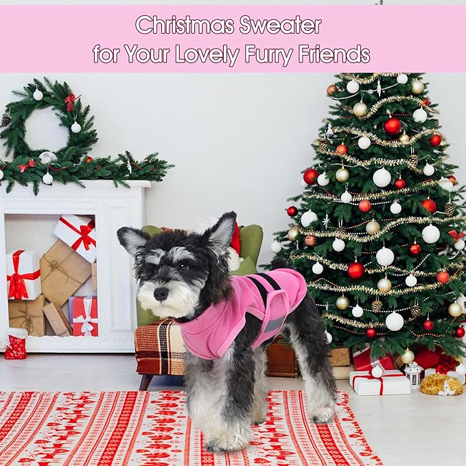 IDOMIK Warm Fleece Dog Sweater for Medium Dogs,Soft Winter Dog Fleece Jacket Coat for Fall Cold Weather,Adjustable Fleeced Vest with Reflective Strips,Pullover Pet Sweatshirt for Girl Boy Dogs,Rose,M