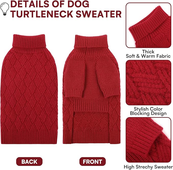 KOESON XXL Dog Sweater for Large Dogs, Extra Large Dog Christmas Sweater, Thick Warm Xmas Sweaters for Big Dogs, Pet Winter Apparel for Labrador, Golden Retriever, Doberman, Pitbull, Red, XXLarge