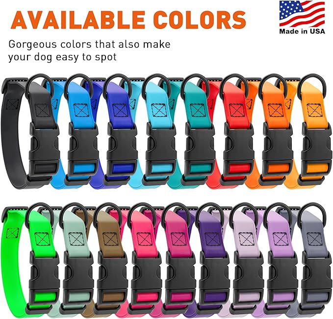 Dogline Biothane Waterproof Dog Collar with Quick Release Buckle Strong Coated Nylon Webbing with Odor- Proof for Easy Care Easy to Clean Fits Small Medium Large Dogs, Lime Green 5/8" W 9-14" L