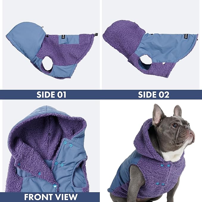 Spark Paws Reversible Dog Sweater, Sherpa Vest with Warm Fleece Lining, Warm Coat for Winter, Suitable for Small Medium, Large, XL XXL Dogs - Purple and Navy Blue - 4XL