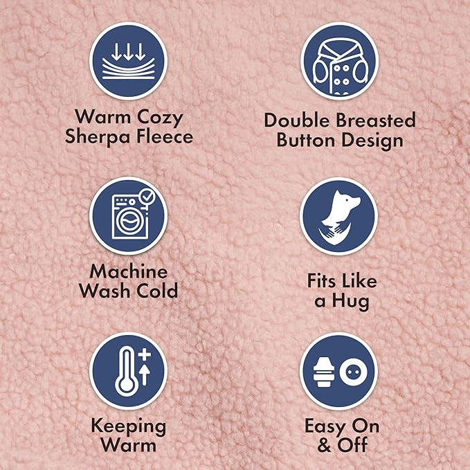 Spark Paws Teddy Dog Sweater, Sherpa Vest with Warm Fleece Lining, Winter Coat Suitable for Small Medium Large XL XXL Breeds - Pink - M