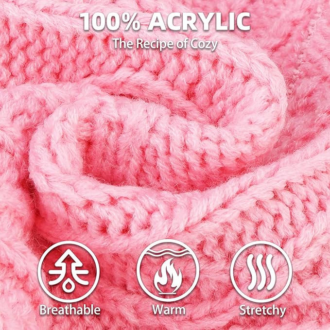 PUPTECK Dog Sweater, Turtleneck Warm Knitted Pullover Coat, Thick Cable Knitwear Clothes in Winter, Pet Apparel Outfits for Large Dogs, for Cold Weather Indoor & Outdoor, Pink L