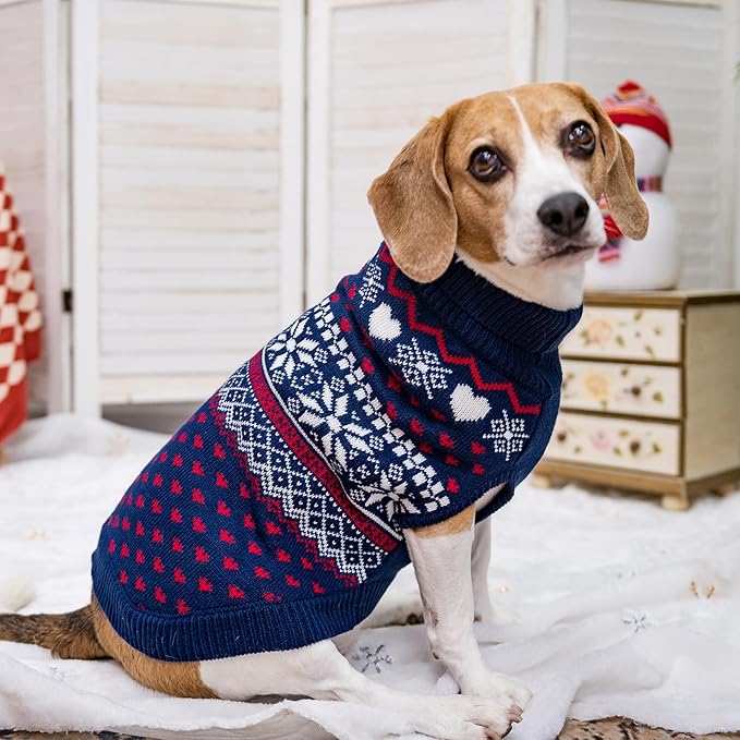 SCENEREAL Dog Sweaters for Small Medium Dogs - Soft, Warm Turtleneck Small Dog Sweater, Ugly Knit Dog Christmas Outfits for Dachshund, Chihuahua, Pug, Yorkie,Winter Pet Clothes Male Female
