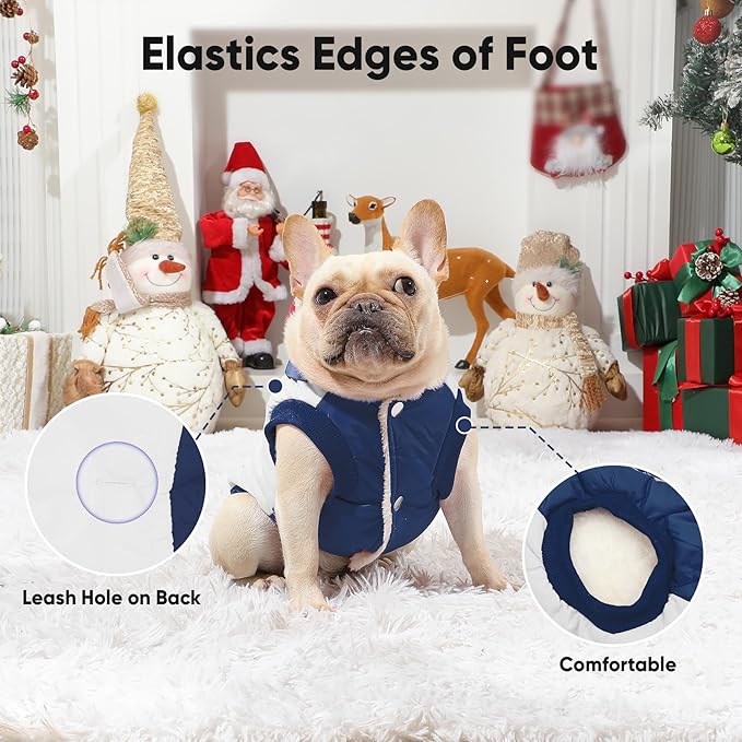 Fleece Lining Extra Warm Dog Hoodie in Winter for Large Dogs Jacket Pet Coats with Hooded,Beige and Blue XXXL