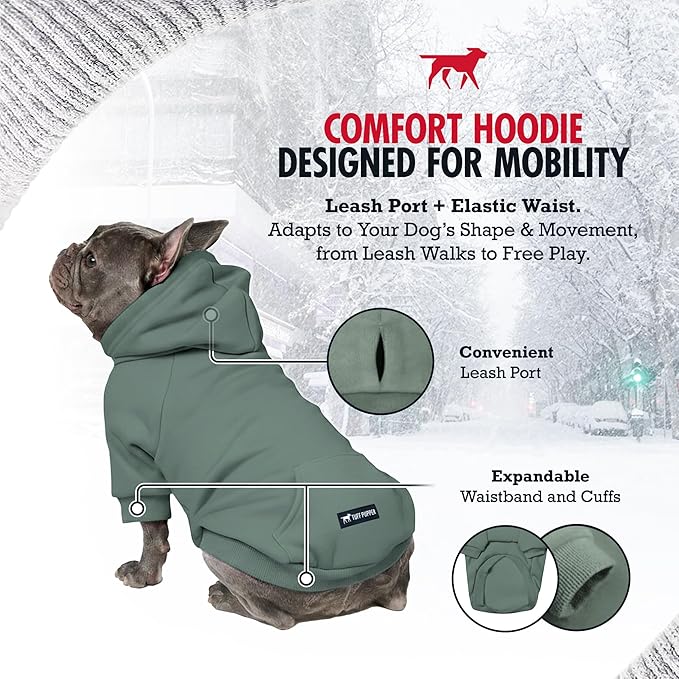 Tuff Pupper Dog Hoodie | Premium Quality 100% Organic Cotton | Ultra Soft Interior for Superior Comfort | Elastic Cuffs & Drawstring for Warmth | Stretch Fit Suitable for All Breeds (Teal, M)