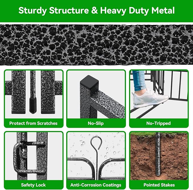 Square Steel Pipe Dog Fence Outdoor 24 Piece Panels 40" Height Anti-Rust Heavy Duty Dog Playpen with Doors Portable for Yard RV Camping, Total 54FT, 227 Sq.ft, Snowy Black