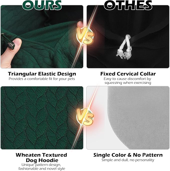 EXPAWLORER Textured Cable Knit Basic Dog Hoodie, Elevated Style Dog Sweater with Leash Hole and Pocket, Soft and Warm Pet Winter Coat, Cold Weather Clothes for Small Medium Large Dogs,Dark Green XL