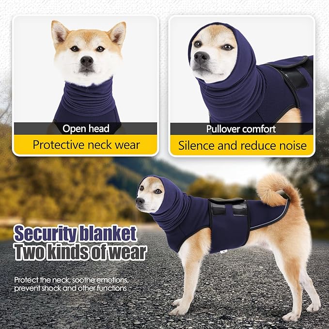 Dog Anxiety Vest,Pet Calming Hoodie Breathable Dog Anti-Anxiety Jacket for Thunder Fireworks and Separation,Blue M