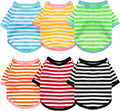 Geyoga 6 Pieces Dog Striped T-Shirt Cotton Breathable Pet Apparel Colorful Puppy Sweatshirt Clothes for Small to Medium Dogs Puppy(M)