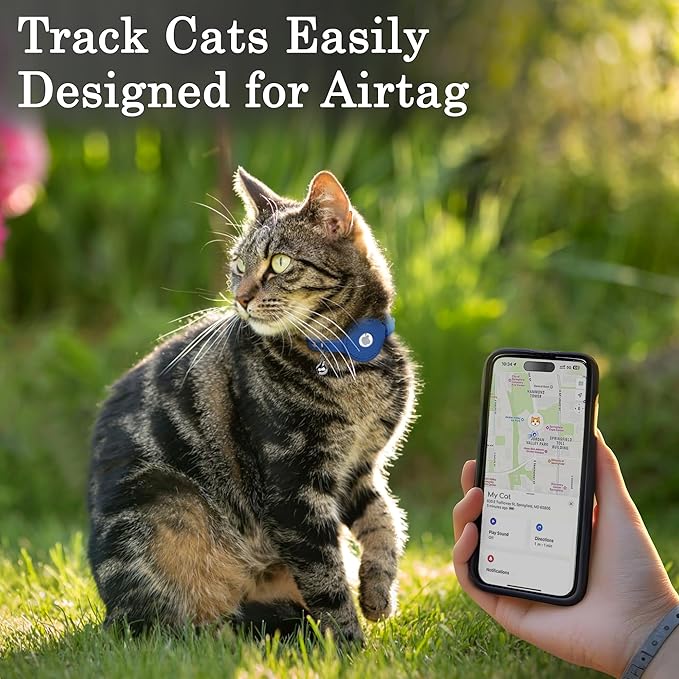 OOPSDOGGY Cat Collar for AirTag Holder, Leather Kitten Collars with Elastic Strap & Bell, Non Breakaway Adjustable Small Pet Collars for Indoor & Outdoor for Boy, Girl (Red)