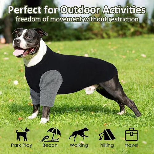 2 Pack Shirts for Large Dogs 4XL - Lightweight Breathable Summer Cool Tees, Prevent Overheating Dog Clothesfor Doberman, Alaskan Malamute, Travel, Hiking, Beach, Daily Wear, Sleep, GreyBlack
