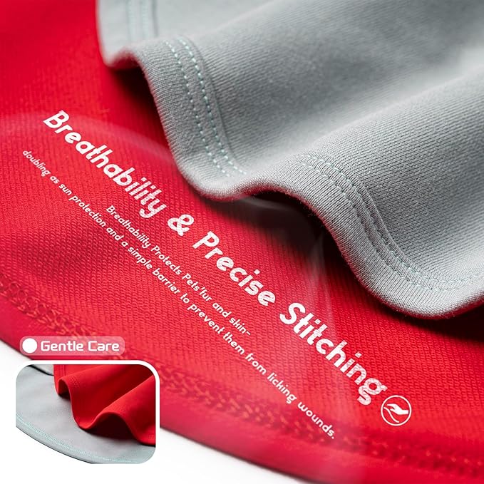 Koneseve Dog Shirt Breathable Cotton Stretchy Clothes for Small Pets 2-Pack Sunny Red & Smoky Blue M