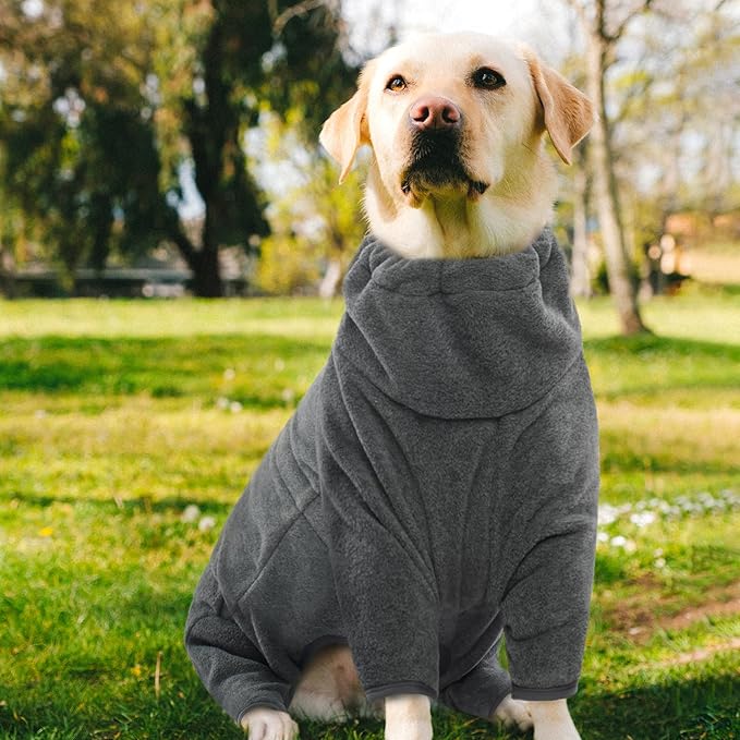 ROZKITCH XL Dog Pajamas, Pet Windproof Warm Cold Weather Jacket Vest Cozy Jumpsuit Apparel Outfit Clothes for Small Medium Large Dog Walking Hiking Sleep Grey XL