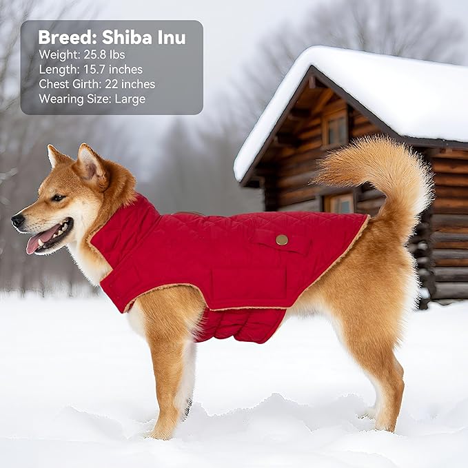 Dog Coat, Warm Windproof Dog Coats for Large Dogs Boy, Waterproof Pet Winter Jacket, Cold Weather Clothes Dogs Snowsuit with Leash Hole, Red XXX-Large