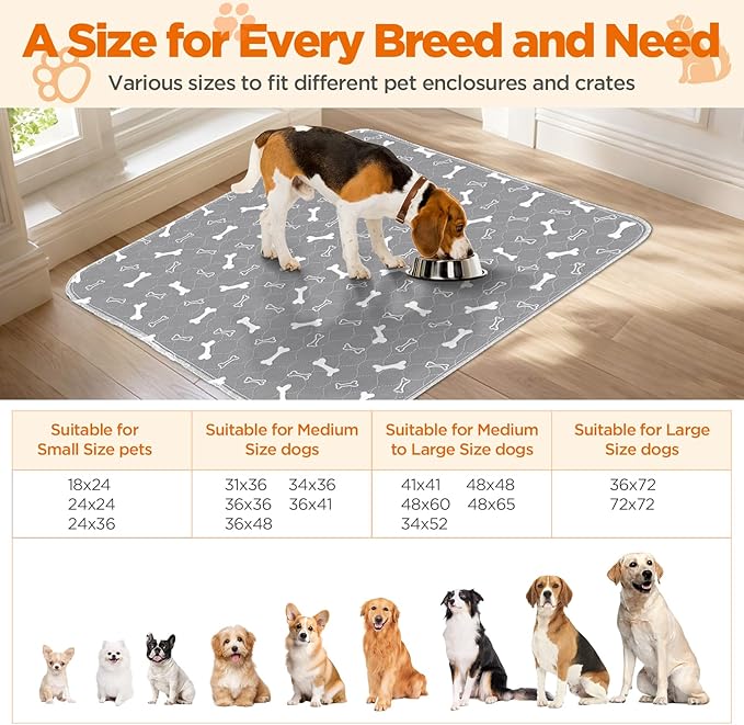 Washable Pee Pads for Dogs, Large 2 Pack 36”x48” Dog Pee Pads Washable, Waterproof Puppy Pads Mat Reusable Fast Absorbent Dog Potty Training Pads, Whelping Pads for Playpen Crate