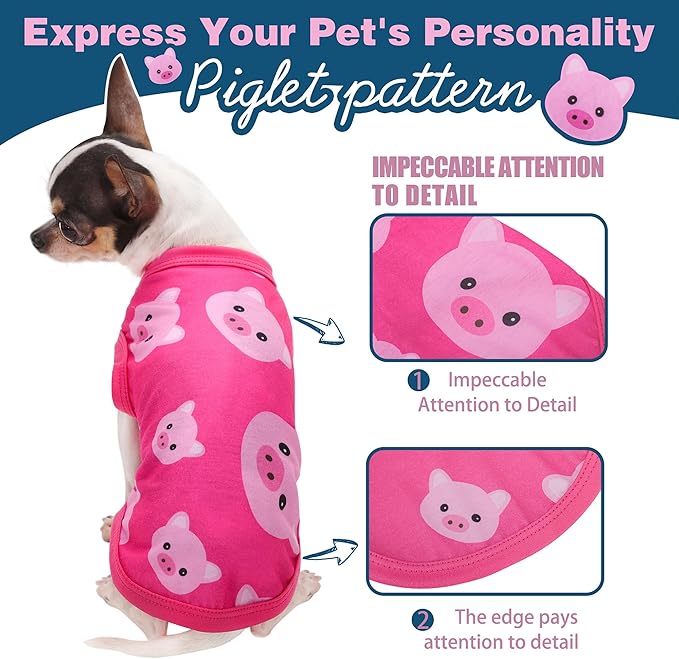 Adorable Pink Pig Dog Shirt: Lightweight Polyester Cartoon Puppy Vest, Small Medium & Large Dog T-Shirt, Summer Pet Clothes, Cute Dog Apparel, Breathable Dog Tank Top M