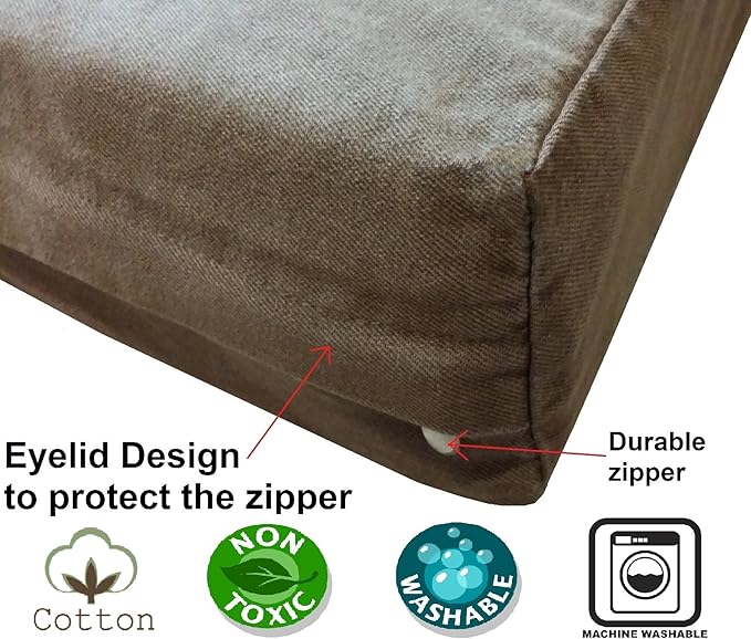 Dogbed4less Orthopedic Waterproof Heavy Duty Gel Memory Foam Dog Bed for Large pet, Denim in Brown, Jumbo 55"X47"X4"