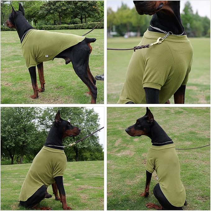 Lovelonglong Ribbed Dog T-Shirt Cotton Knitted Dog Sweaters for All Season Pet T-Shirts for Large Medium Small Dogs Olive Green M