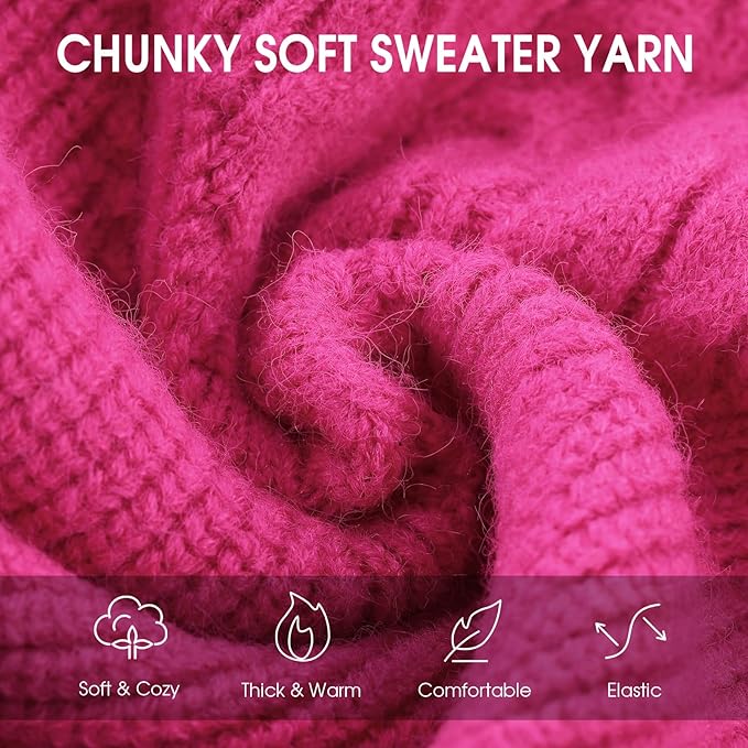 Queenmore Medium Dog Sweater, Dog Sweaters for Medium Dogs Girl or Boy, Medium Dog Christmas Sweater, Winter Doggie Sweatshirt Knitwear, Pet Chunky Warm Coat for Small Large Size Dogs, Fuchsia M