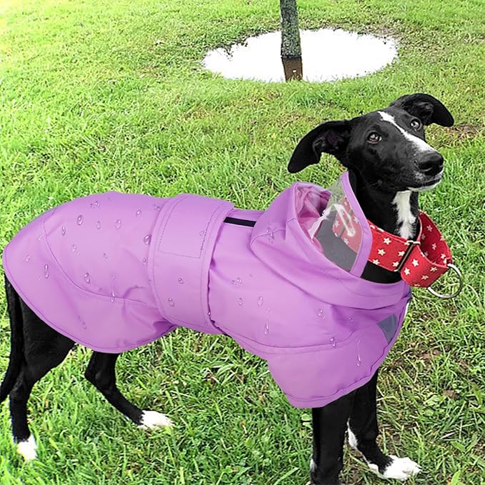 Kuoser Dog Raincoat, Waterproof Dog Rain Jacket with Clear Hooded Double Layer, Lightweight Reflective Dogs Rain Coat with Adjustable Belly Strap, Rain Coats for Small Dogs Outdoor Wear, Pink S