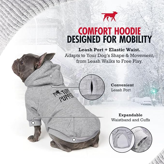 Tuff Pupper Dog Hoodie | Premium Quality 100% Organic Cotton | Ultra Soft Interior for Superior Comfort | Elastic Cuffs & Drawstring for Warmth | Stretch Fit Suitable for All Breeds (Gray, XL)
