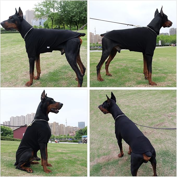 Lovelonglong Ribbed Dog T-Shirt Cotton Knitted Dog Sweaters for All Season Pet T-Shirts for Large Medium Small Dogs Black L