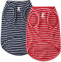Koneseve Dog Shirt Vest Lightweight Stretchy Dog T-Shirt Soft Cool Shirts Sleeveless Stripe Vests Breathable Clothes for Puppy Kitty Cats Small Medium Large Dogs 2 Pack Red + Blue [ XL ]