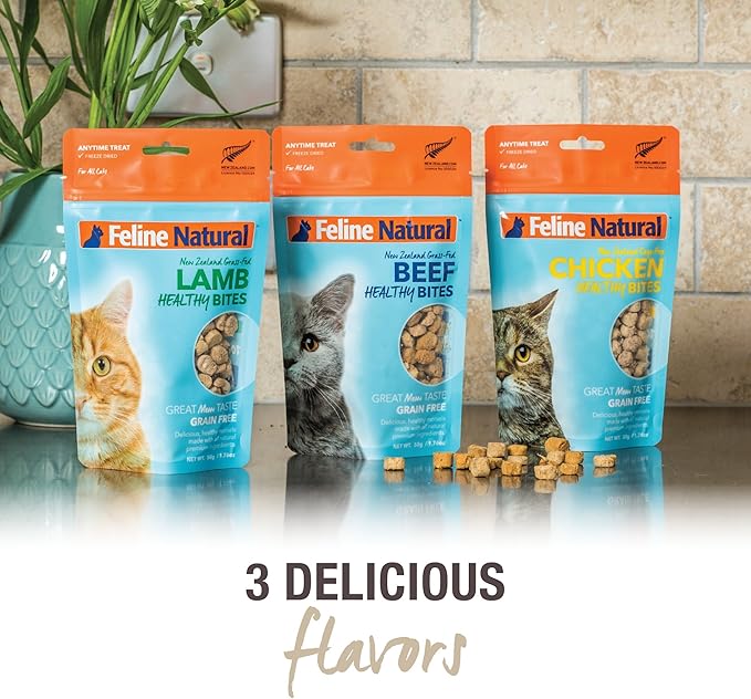 Feline Natural Freeze Dried Cat Treats – New Zealand Single-Source Protein Treats for Cats - Grain-Free Healthy Cat Snacks, Chicken Bites, 1.76oz