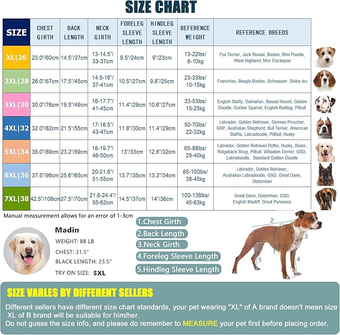 Dog Full Body Winter Coat, Waterproof Fleece Jacket for Small Medium Large Dogs Reflective Snowsuit with Zipper for Outdoor Skating (Beige, 5XL(Weight 65-88 lbs))