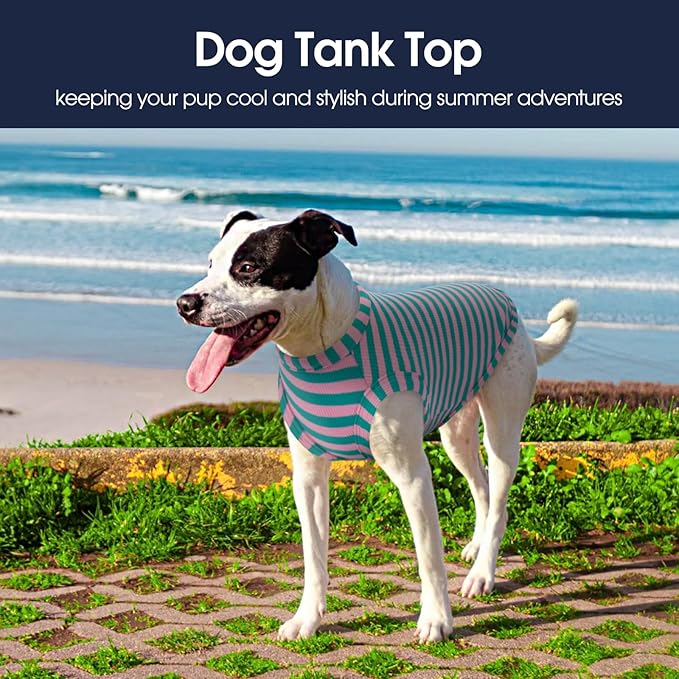 IECOii 2 Pack Dog T-Shirt for Large Dogs,Breathable Tshirts for Hot Weather,Stretchy & Comfortable Pet Summer Clothes Outdoor & Indoor Wearing,Pet Tank Top Set Great Dane Tee Shirts,Pink+Stripes,5XL