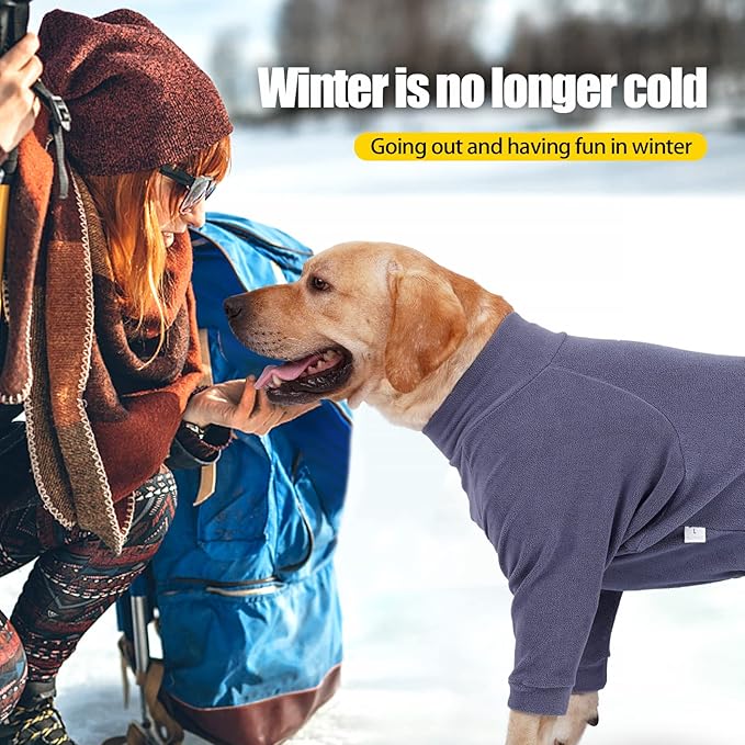 Dog Winter Coat,Warm Jacket,Puppy Polar Fleece High Collar Full Body Snowsuit,Comfort Windproof Dog Sweater(Grey,Middle)