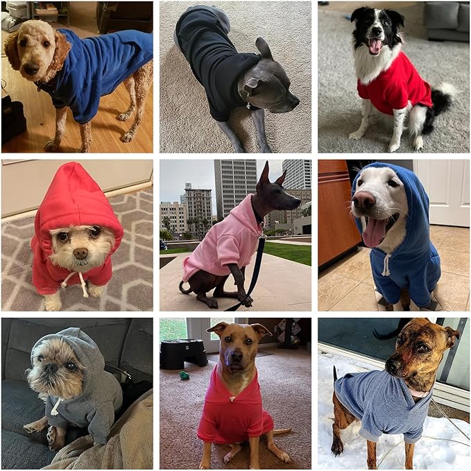 KOOLTAIL Basic Dog Hoodie - Soft & Warm Dog Hoodie Sweater with Leash Hole and Pocket, Dog Winter Coat, Cold Weather Clothes Sweatshirt for Small Medium Large Dogs Puppy Cat Boys Girls Deep Pink L