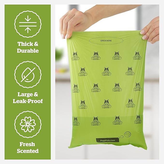 Pogi’s Dog Poop Bags – Leak-Proof & Extra Thick Pet Waste Bags (Fresh Scent, 10 Rolls, 150-Count)