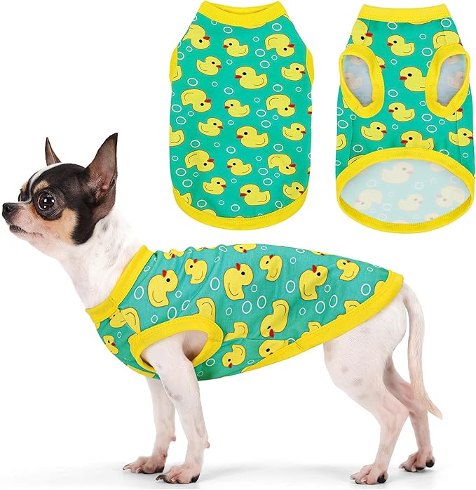 Adorable Yellow Duck Dog Shirt: Lightweight Polyester Cartoon Puppy Vest, Small Medium & Large Dog T-Shirt, Summer Pet Clothes, Cute Dog Apparel, Breathable Dog Tank Top S