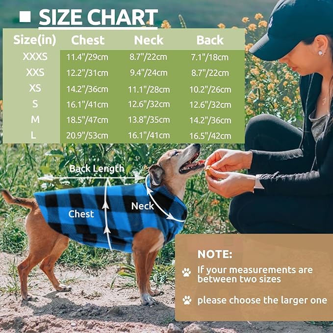 KAMA BRIDAL 3 Pack Spring Autumn Winter Coat Pullover Fleece Vest for Cats Small and Medium Dogs - Thin Sweater Blue Green Black Plaid (XXS)