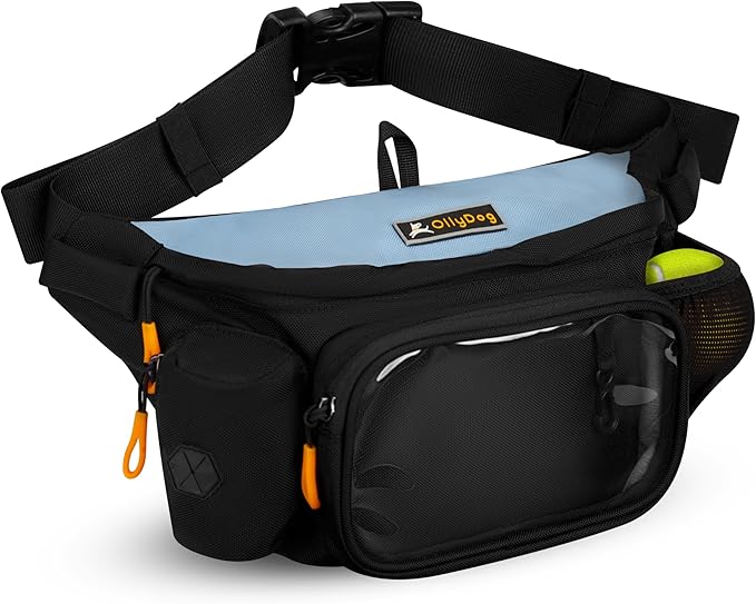 OllyDog Trailblazer Pack | Fanny Pack | Dog Treat Pouch | Includes Rubber Fetch Ball | Water-Resistant | Poop Bag Dispenser | Hands-Free | Dog Walking & Training