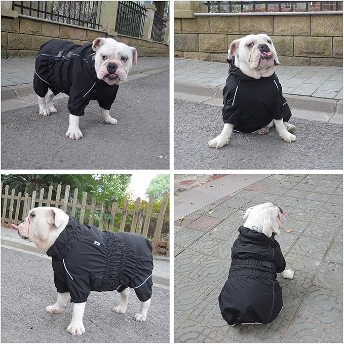 Dogs Waterproof Jacket, Lightweight Waterproof Jacket Reflective Safety Dog Raincoat Windproof Snow-Proof Dog Vest for Small Medium Large Dogs Black 5XL