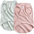 Koneseve Dog Shirt Vest Lightweight Stretchy Dog T-Shirts Soft Cool Sleeveless Stripe Vests Breathable Clothes for Puppy Kitty Cats Small Medium Large Dogs 2 Pack Pink + Green [ 6XL ]