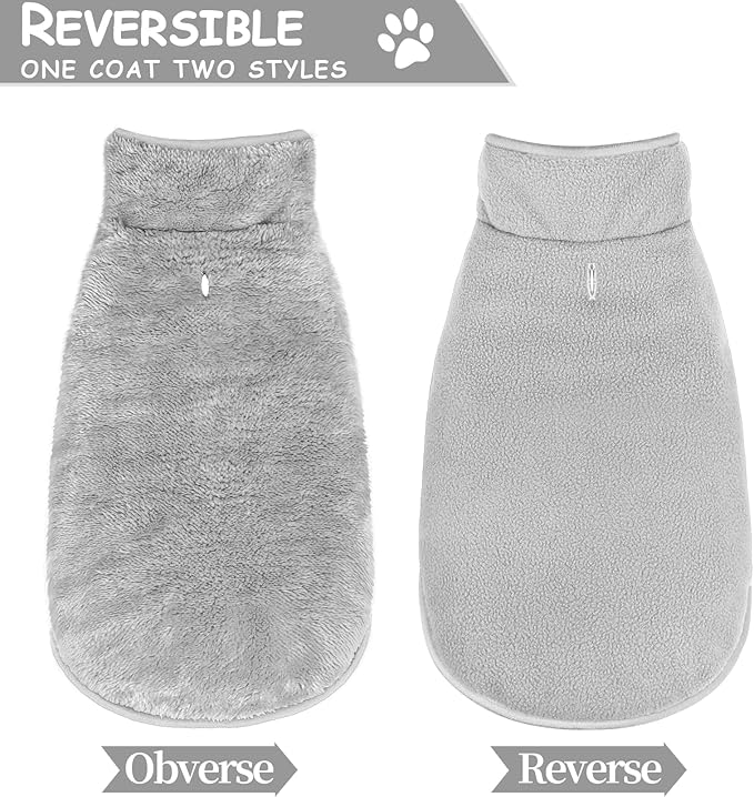 Malier Dog Winter Coat, Reversible Fleece Dog Cold Weather Coats, Windproof Warm Snow Puppy Jacket Vest Pet Clothes for Small Medium Large Dogs (Gray, XX-Large)