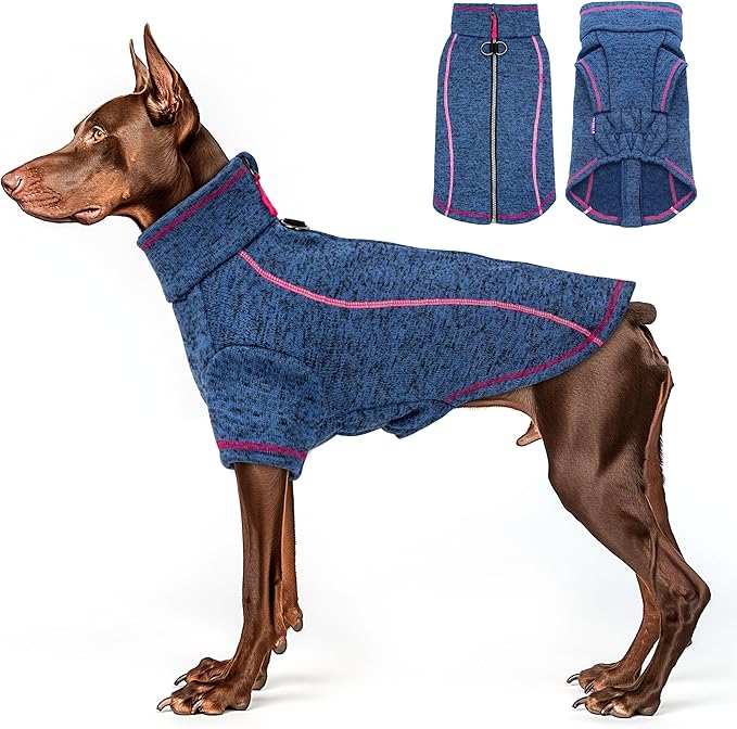 cyeollo Dog Fleece Jacket Sweater Lightweight Pet Coat Reflective Jackets Step in Zipper Warm Dog Sweaters for Medium Dogs