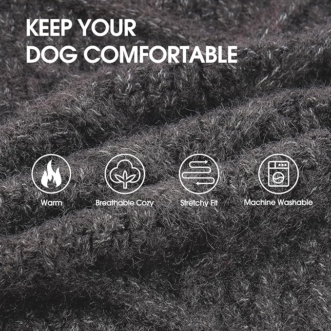 IECOii Dog Sweater Large Size Dog, XL Dogs Sweater Sleeveless with Good Stretchy, Warm Winter Knitwear for Male Female Dogs, Cold Weather Sweaters for Christmas Thanksgiving Halloween, Grey-XL