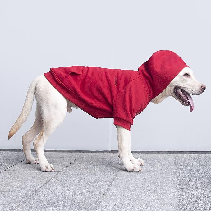 Extra Large Dog Clothes Hoodies Zip Up Sweaters for Big Dogs Labrador Golden Retriever Puppy Red 2XL