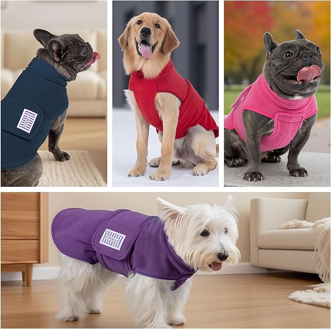 cyeollo XXL Dog Sweater, Fleece Doggy Sweaters Stretchy Turtleneck Doggie Sweatshirt Soft Warm Winter Coat Fall Autumn Pet Clothes for Large Dogs Girl, Purple 2XL